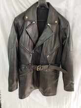 Load image into Gallery viewer, Men's New Black Trench Leather Coat. Real Soft Sheepskin Biker leather Jacket.