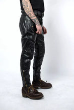 Load image into Gallery viewer, Men's Leather Black Quilted Jeans Pants. Real Soft Lambskin Leather Biker Pant.