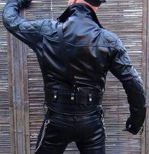 Load image into Gallery viewer, Mens New Police Leather Uniform. Real Soft Lambskin Leather Jacket & Pant.