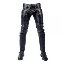 Load image into Gallery viewer, New Black Real Leather Quilted Pants Motorbike Biker Rider Jeans Style Mens Pant