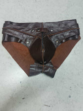 Load image into Gallery viewer, A pair of two Men's Brown Stylish Leather Brief. Real Soft Cowhide Leather Brief