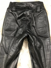 Load image into Gallery viewer, Mens Black Motorcycle Leather Pant. Real Soft Cowhide Leather Padded Biker Pant.