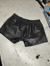 Load image into Gallery viewer, New Black leather Boxer shorts. Real Soft Sheepskin leather brief & underwear 34