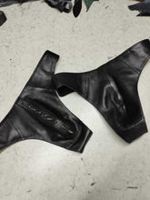Load image into Gallery viewer, A pair of two Men's Studded Black Thong Jocks. Real Soft Sheepskin Leather Brief