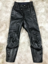 Load image into Gallery viewer, Mens Black Motorcycle Leather Pant. Real Soft Cowhide Leather Padded Biker Pant.