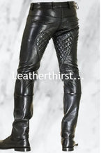 Load image into Gallery viewer, New Men's Quilted Biker Leather Pant. Real Soft Sheepskin Designer Leather Pant