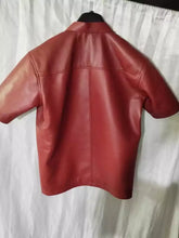 Load image into Gallery viewer, New Men's & Boys Black & Red Leather T-Shirt. Real Soft Lambskin Jacket.