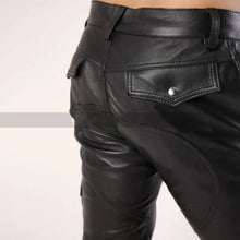 Load image into Gallery viewer, New Men's Black Six Pockets leather Shorts. Real Soft Sheepskin leather Shorts.