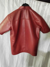 Load image into Gallery viewer, Mens & Boys Red Biker Leather T-Shirt. Real Soft Lambskin Casual Leather T-Shirt