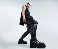 Load image into Gallery viewer, New Mens Drop Crotch Party Leather Pant. Real Soft Lambskin Black Leather Pant