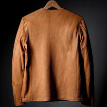 Load image into Gallery viewer, New men's & boys brown leather T-Shirt. Real Soft Sheepskin leather round neck.