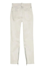 Load image into Gallery viewer, Men's New Motorcycle Leather Pant. Real Soft Lambskin Lace-up Zipper White Pant.