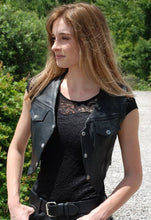 Load image into Gallery viewer, Women's & Girls New Motorbike Crop Leather Vest. Real Soft Sheep Leather Vest.