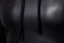 Load image into Gallery viewer, Mens black Leather Halloween Hoodie. Real Soft Lambskin leather M