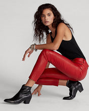Load image into Gallery viewer, Women's New Red Cropped Leather Pants. Real Soft Lambskin Biker Leather Pant.