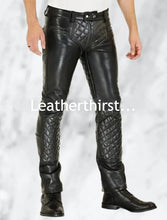 Load image into Gallery viewer, New Men's Quilted Biker Leather Pant. Real Soft Sheepskin Designer Leather Pant