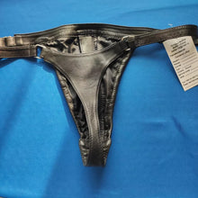 Load image into Gallery viewer, A pair of 2 Mens Black Double Layered Thong Jock. Real Soft Leather Jockstrap 34