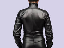 Load image into Gallery viewer, New Men's & Boys Black Turtle Neck Leather T-Shirt. Real Soft Lambskin Leather.