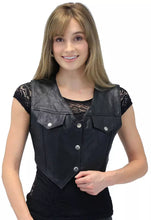 Load image into Gallery viewer, Women's & Girls New Motorbike Crop Leather Vest. Real Soft Sheep Leather Vest.