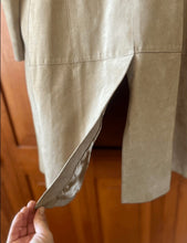 Load image into Gallery viewer, Mens Western Style Tan Suede Leather Long Coat. Real Sheepskin Suede.