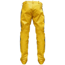 Load image into Gallery viewer, Men's Yellow Quilted Biker Leather Pant. Real Sheepskin Designer Leather Pant.