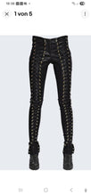 Load image into Gallery viewer, Women&#39;s Lace Up Black Leather Pants. 2025 Real Soft Sheepskin Biker Leather Pant.
