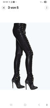 Load image into Gallery viewer, Women&#39;s Lace Up Black Leather Pants. 2025 Real Soft Sheepskin Biker Leather Pant.
