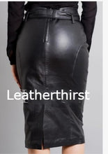 Load image into Gallery viewer, New Women&#39;s Black Leather Skirt. Real Soft Lambskin A Line Casual Leather Skirt.
