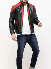 Load image into Gallery viewer, New Men&#39;s Black Motorcycle Leather Jacket. Real Sheepskin Quilted Leather Jacket.
