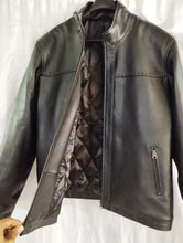 Load image into Gallery viewer, Men&#39;s New Black Customized Leather Jacket. Real Sheepskin Biker Leather Jacket.
