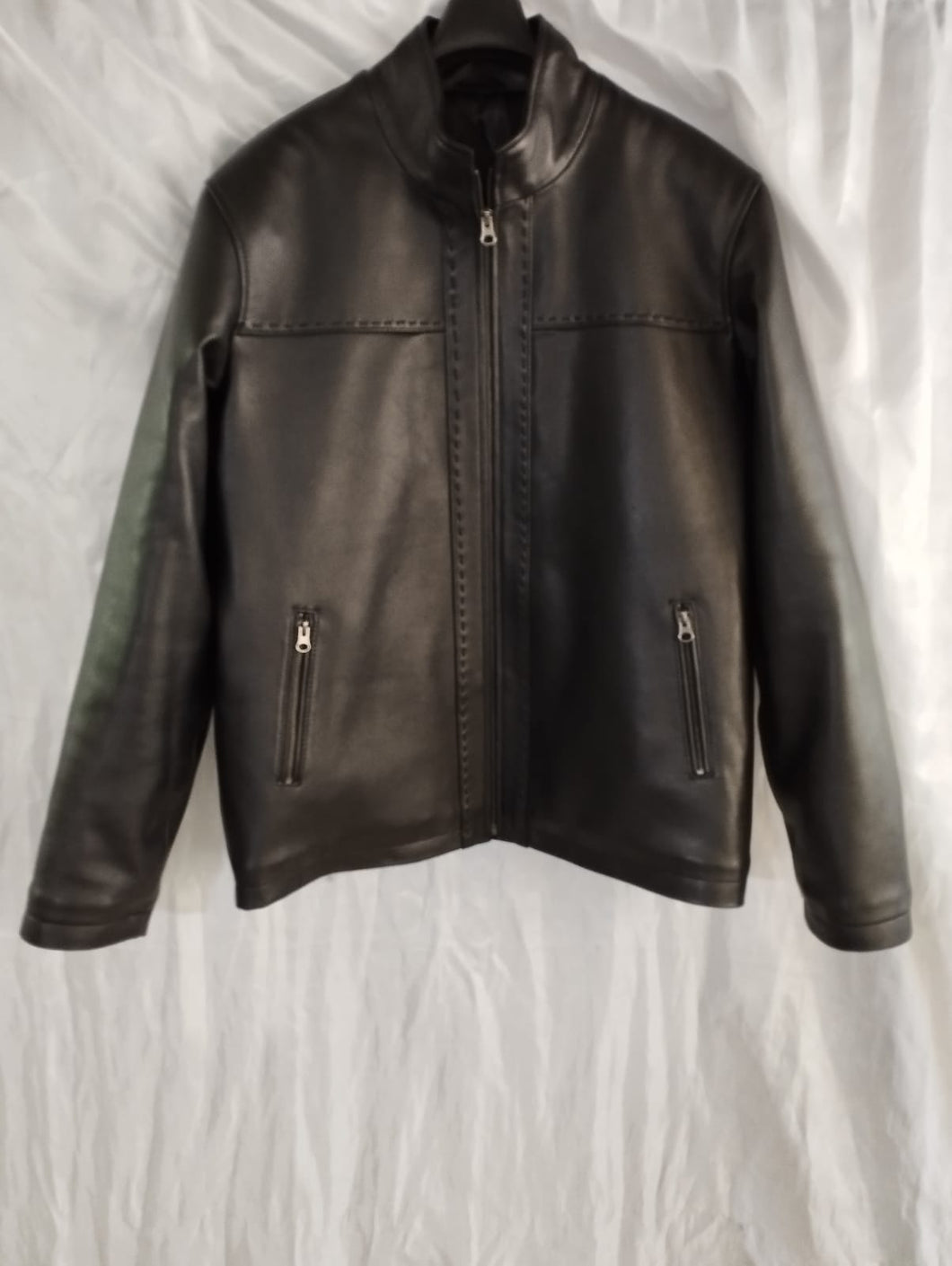 Men's New Black Customized Leather Jacket. Real Sheepskin Biker Leather Jacket.