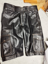 Load image into Gallery viewer, Men&#39;s Black Six Pockets leather Short. Real Soft Sheepskin leather Shorts &amp; Briefs.
