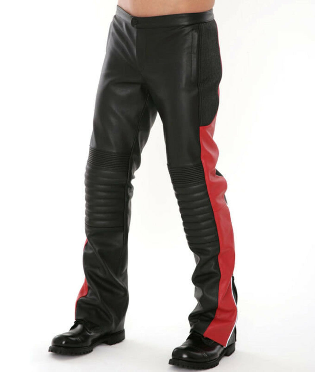 Men's Hollywood Style Quilted Biker Leather Pant. Real Soft Lambskin Leather Pant