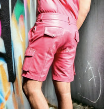 Load image into Gallery viewer, Men&#39;s Pink Six Pockets leather Shorts. 2024 Real Soft Sheepskin leather Shorts.
