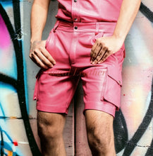 Load image into Gallery viewer, Men&#39;s Pink Six Pockets leather Shorts. 2024 Real Soft Sheepskin leather Shorts.
