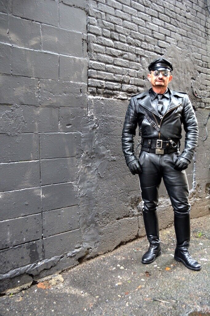 Mens New Police Leather Uniform. Real Soft Lambskin Leather Jacket & Pant.