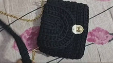 Load and play video in Gallery viewer, Women&#39;s crossbody handbags and purses. Handmade Black Cotton Handbag. Free Ship
