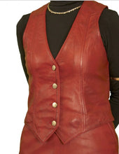 Load image into Gallery viewer, Women&#39;s &amp; Girls New Motorbike Leather Vest. Real Soft Sheepskin Red Leather Vest.
