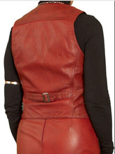 Load image into Gallery viewer, Women&#39;s &amp; Girls New Motorbike Leather Vest. Real Soft Sheepskin Red Leather Vest.
