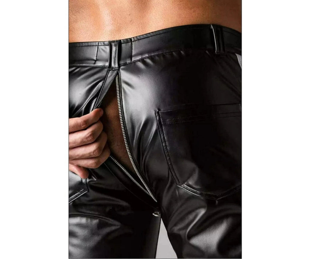 New Men's Leather Black Lambskin Sweat Pants. Real Soft Leather Motorcycle Jeans.