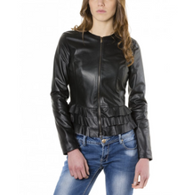 Load image into Gallery viewer, Women&#39;s New Black Motorcycle Leather Jacket. Real Soft Sheepskin Designer Leather.
