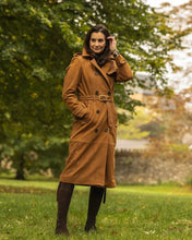 Load image into Gallery viewer, Women&#39;s New Trench Suede Leather coat. Real Soft Suede Leather Brown Long Coat.
