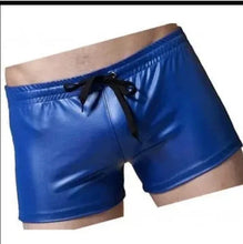 Load image into Gallery viewer, New Mens Blue Gym Boxers Leather Shorts| Genuine Soft Lambskin Leather Shorts 34
