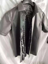 Load image into Gallery viewer, New Mens Gray Color Casual Leather Shirt. Genuine Sheepskin leather Shirt Jacket
