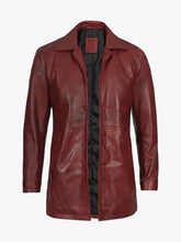 Load image into Gallery viewer, New Men's Burgundy Trench Leather Coat. Genuine Soft Sheepskin Leather Jacket M
