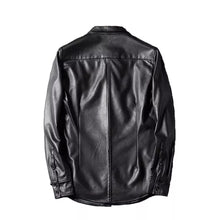Load image into Gallery viewer, Men's Black/ Brown Vintage Leather Shirt| Genuine Sheepskin Cafe Racer Leather Shirt XL
