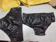 Load image into Gallery viewer, A pair of 4 Men&#39;s styled Black Briefs. Real Soft Sheepskin Leather Underwears.
