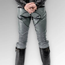 Load image into Gallery viewer, Men&#39;s Gray Lambskin Leather Sweat Pants. Real Soft Leather Biker Jeans Pant 34.
