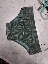 Load image into Gallery viewer, A pair of two Men's Green Double Layered Briefs. Real Soft Sheepskin Leather 34
