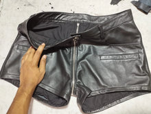 Load image into Gallery viewer, New Ladies Black Leather Zip Up Shorts. Hot Pant Real Soft Sheepskin Leather 34

